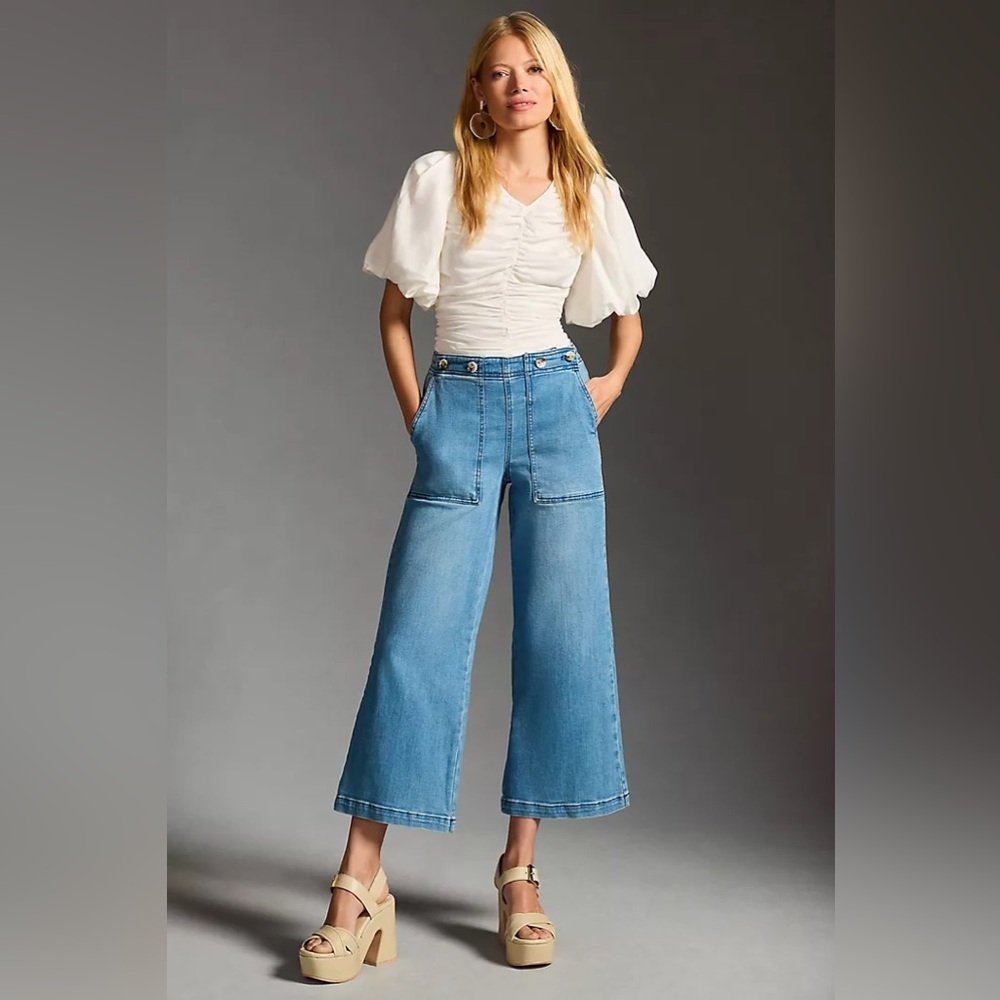 The Kit Cropped High-rise Wide-Leg Utility Denim Trouser by Pilcro